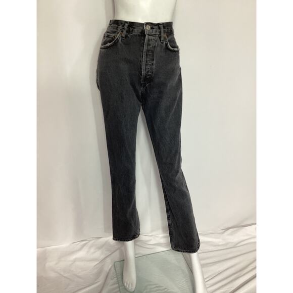 Agolde '90's' Pinch Waist Black Denim Jean Size 25 - Picture 2 of 4